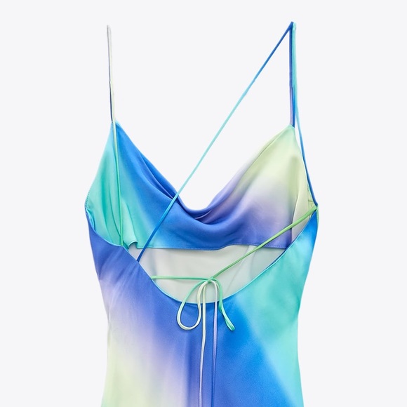 ZARA TIE DYE SATIN SLIP DRESS - Picture 10 of 12